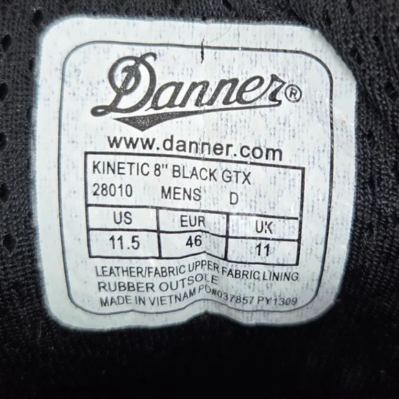 Danner Kinetic 8 Black Leather Botts Mens 11.5 Training And Patrol Work Boots